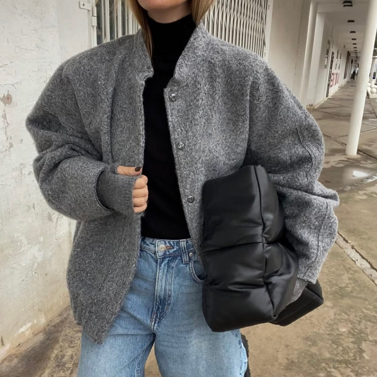 Office Tech Wear - Jaket Bomber Wanita Jaket dengan Kantong