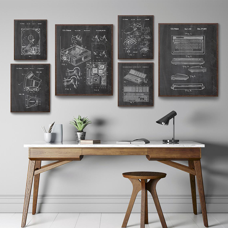Office Tech Room - 6 Buah Set Seni Dinding Paten