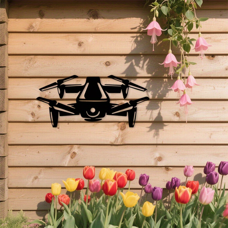 Office Tech Room - Seni Dinding Logam Siluet Drone Modern