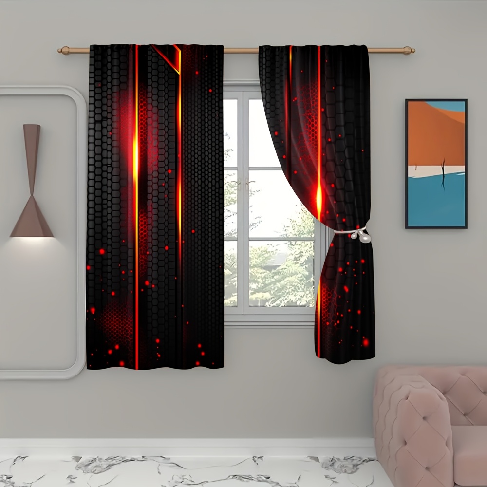 2pcs Tirai Lava Hitam Merah Mo - Office Tech Room ulasan dan harga