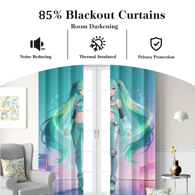 2 Buah Tirai Blackout Hatsune  - Office Tech Room ulasan dan harga