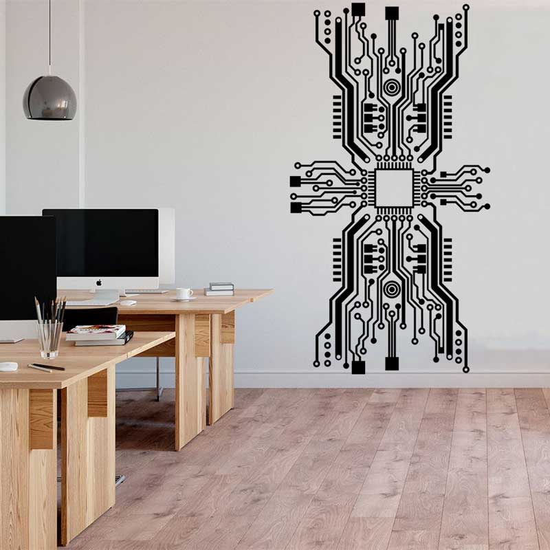 Stiker Dinding Chip Papan Sirk - Office Tech Room ulasan dan harga
